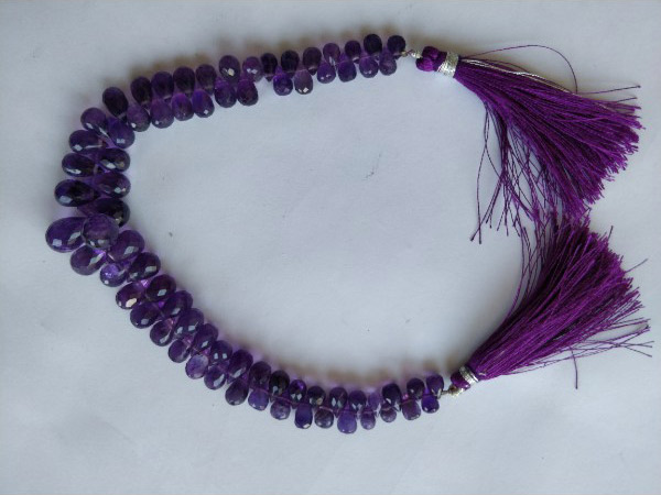 Natural Deep Purple Amethyst Gemstone Faceted Israel Cut Drops Stone Beads 1 Strings GSB142