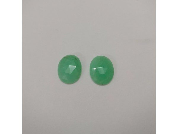 NATURAL CRYSOPHRASE GEMSTONE PAIR OVAL SHAPE ROSE CUT STONES