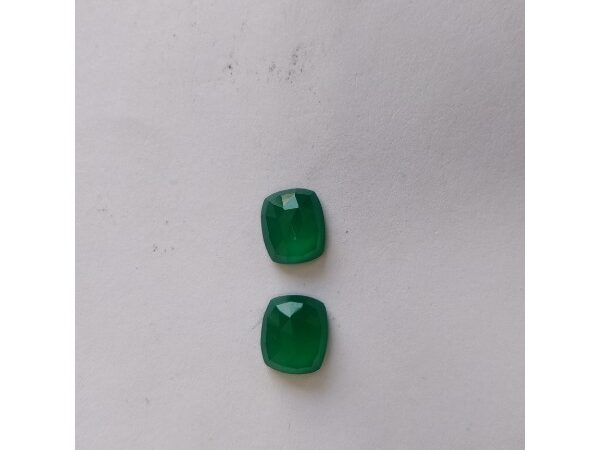 Natural Green Onyx Gemstone Cushion Shape Buff Top Cutting Cabs Pair Stones For Earrings