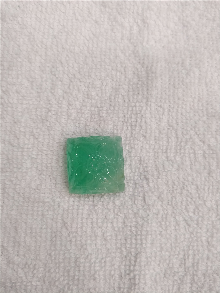Precious Green Emerald Gemstone Smooth Flower Carved Square Shape Loose ...