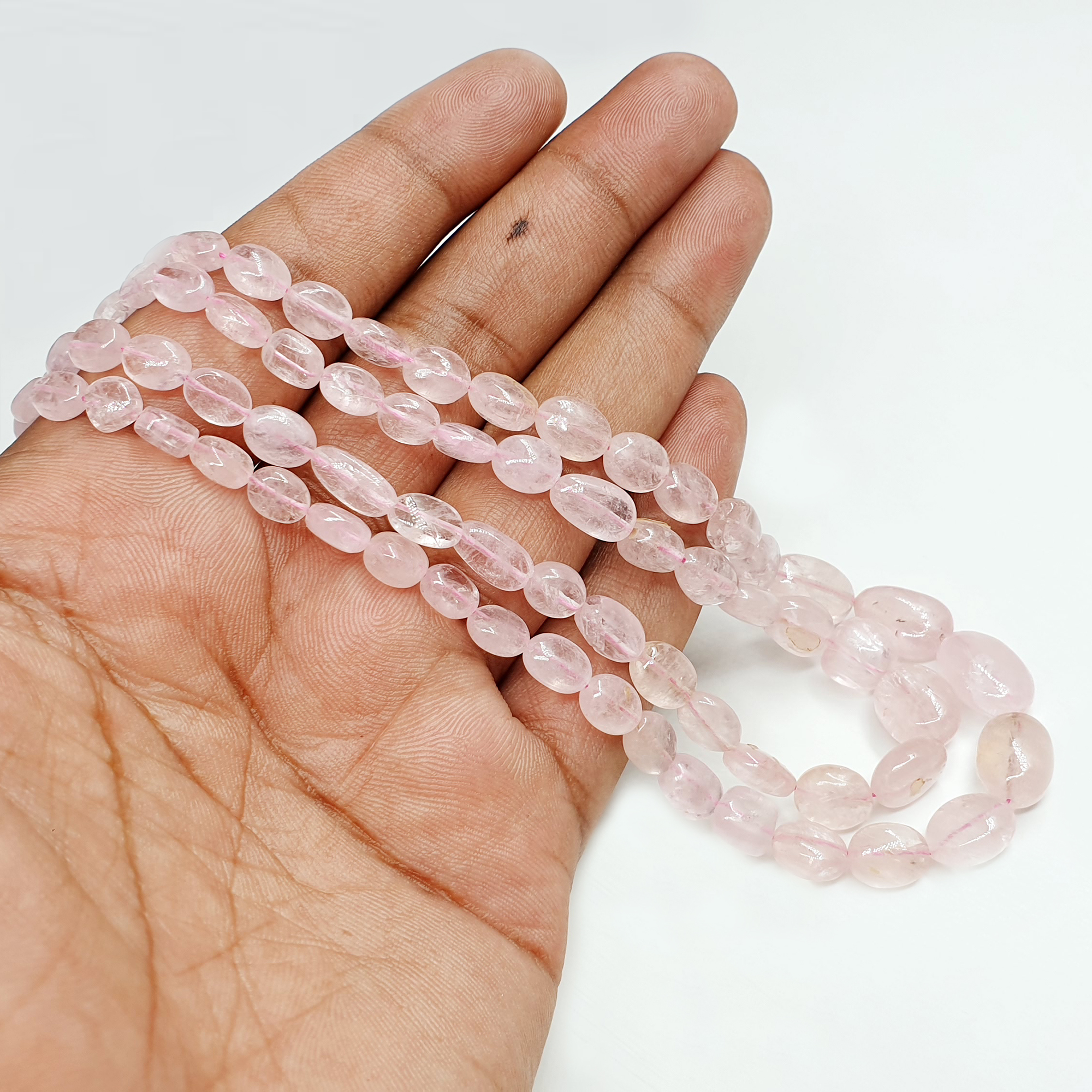 Pink Morganite Beaded Necklace - 4-5mm Rondelle Crystal Meditation Necklace By A&M Gems